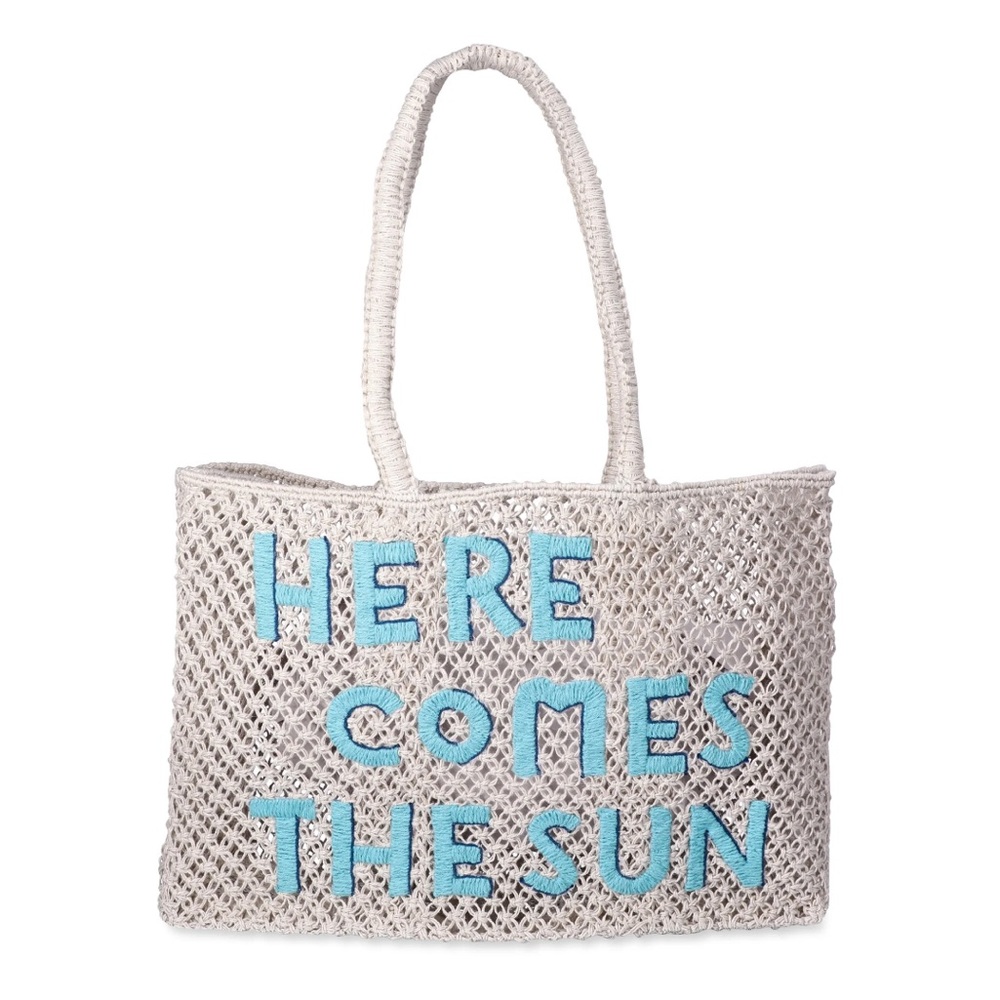 Women's Woven Beach Tote Bag, Natural Sun